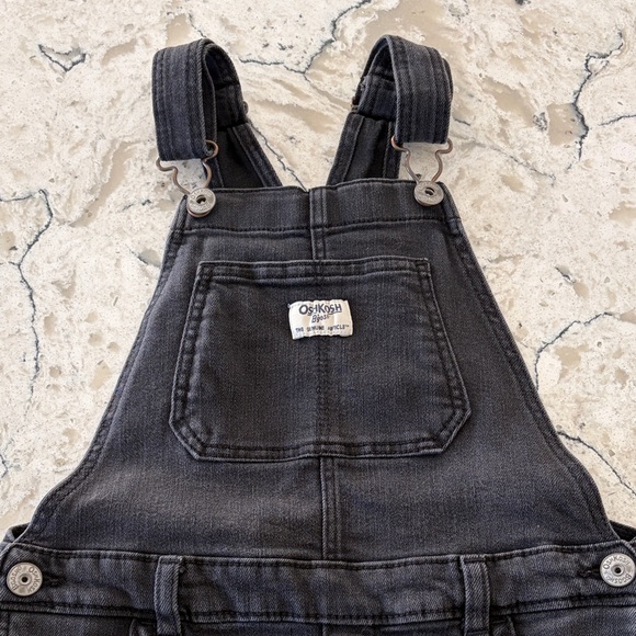 OshKosh Size 7 Black Denim Overall Shorts - Picture 8 of 9